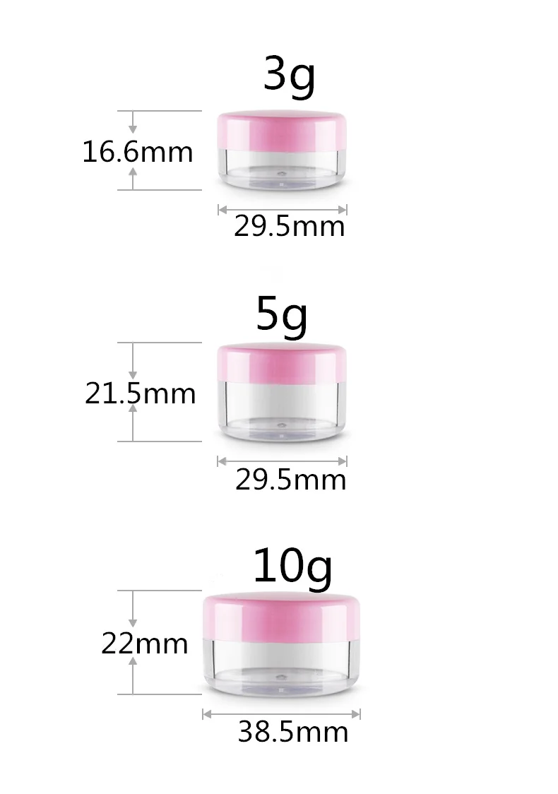 3 г, 5 г, 10 г, 15 г, 20 г, бутылочки для путешествий, розовые Бутылочки для крема или крема для глаз, баночка для косметики, пакеты