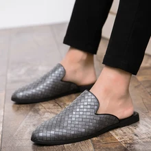 Popular Half Shoes For Men Black Gray Flats Slippers Men Summer Fashion Casual Sneakers For Outdoor Pu Leather Half slippers