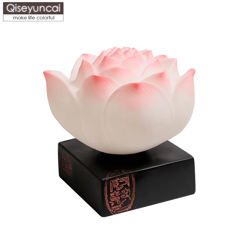 

Qiseyuncai 2019 Creative new chinese lotus table lamp living room bedroom bedside desk retro art warm decoration lighting