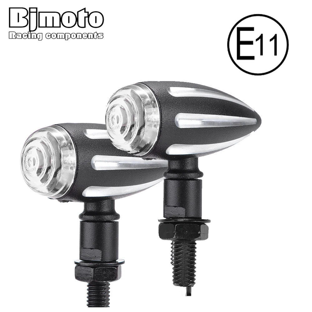 2pcs LED Smoke Motorcycle Turn Signals Indicators Blinkers+Cruiser Keychain