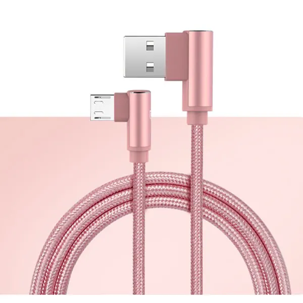 EECPT 3A Кабель зарядного устройства микро-usb 90 градусов кабель для зарядки данных Microusb телефонный кабель для Android samsung S7 S6 Xiaomi Honor шнур - Цвет: Rose Gold