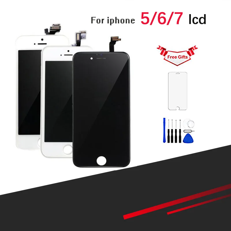 Скидка AAA font b lcd b font подходит для iPhone 5S, 6G 6s, iPhone 7 и 7 plus font b lcd b font сенсорный экран дигитайзер с полной сборкой без dead poi
