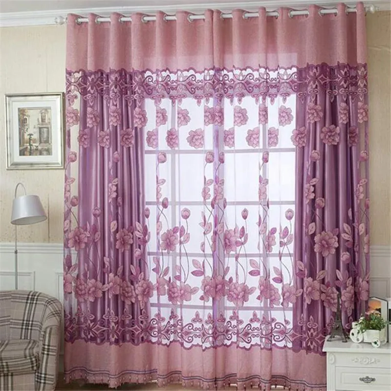 Занавески с цветочным принтом вуаль двери Штора для окна комнаты разделитель занавесок шторы-шарф тропический