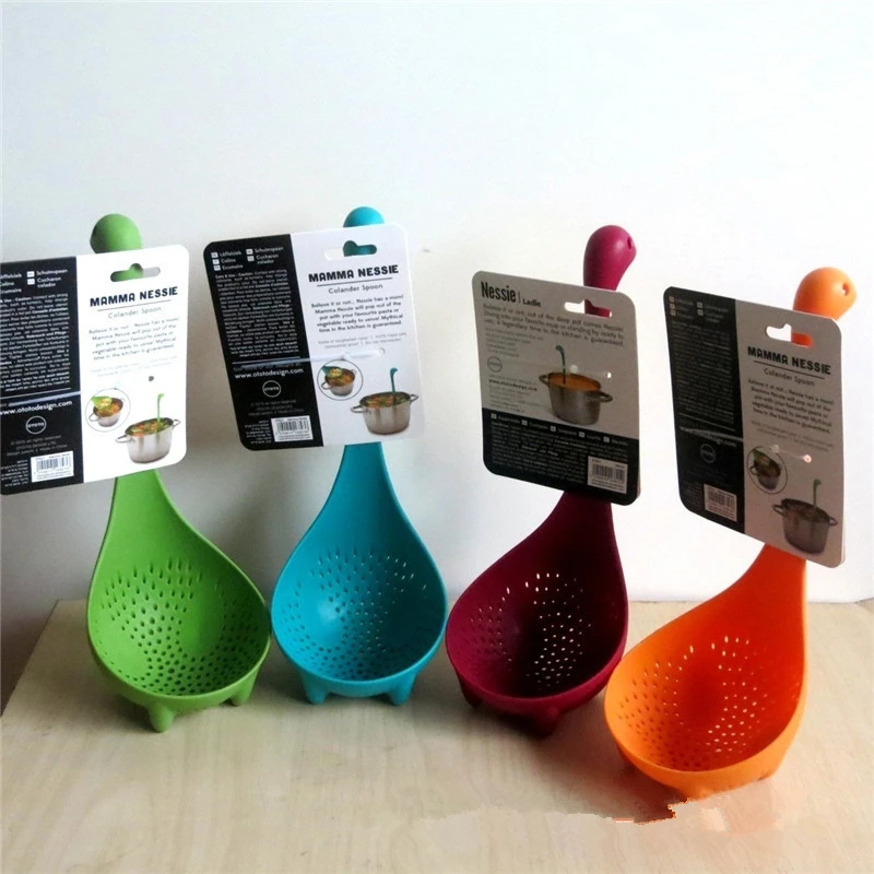 Creative  Colander Spoon Mamma Nessie Spoon Dinosaur Vertical Spoon Skillet Colander Long Handled Design Kitchen Tools