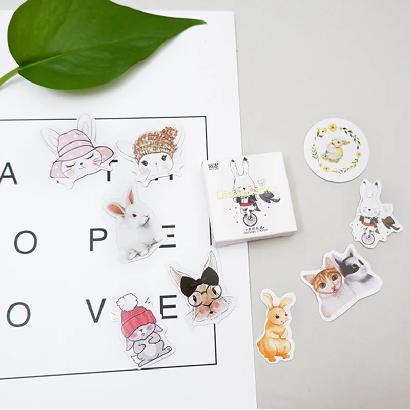 

45 pcs/pack Cute Little rabbit paper sticker DIY diary album decoration stickers scrapbooking planner label Scrapbook stickers