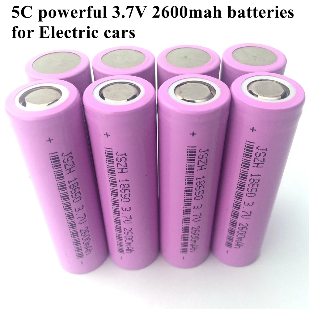 Buy 8pcs/lot 5C Powerful 2600mAh 18650 Lithium Battery 3.7V Li ion Rechargeable