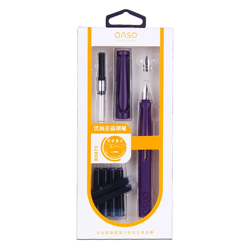 

Children Student Posture Correction Fountain Pen Ink Set Double Nib OASO Candy Color Creative Writing Pens School Suppliews