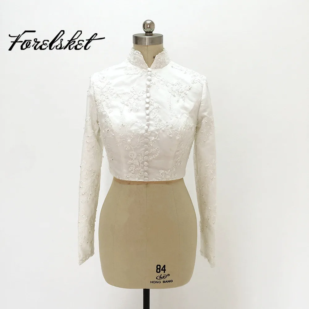 

wedding jacket 2019 white bridal shawl long sleeves helter lace and beads wedding Accessories only upper body not includ skirt