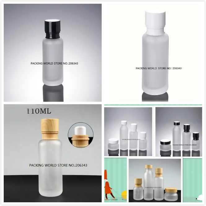 110ml frosted glass bottle with white/black pump lid for serum/lotion/emulsion/foundation cosmetic packing skin care | Красота и