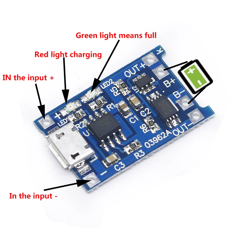 1 шт. 5 в 1 а Micro USB 18650 литиевая зарядная плата модуль зарядного устройства+ защита двойные функции TP4056