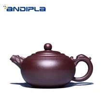 350 мл аутентичный китайский чайник для заварки чая Фиолетовый Глиняный заварочный чайник НЕОБРАБОТАННАЯ руда Zi Mud длинный горшок Ming офисный чайный набор кунг-фу Пуэр Улун чайный чайник отправленный друг