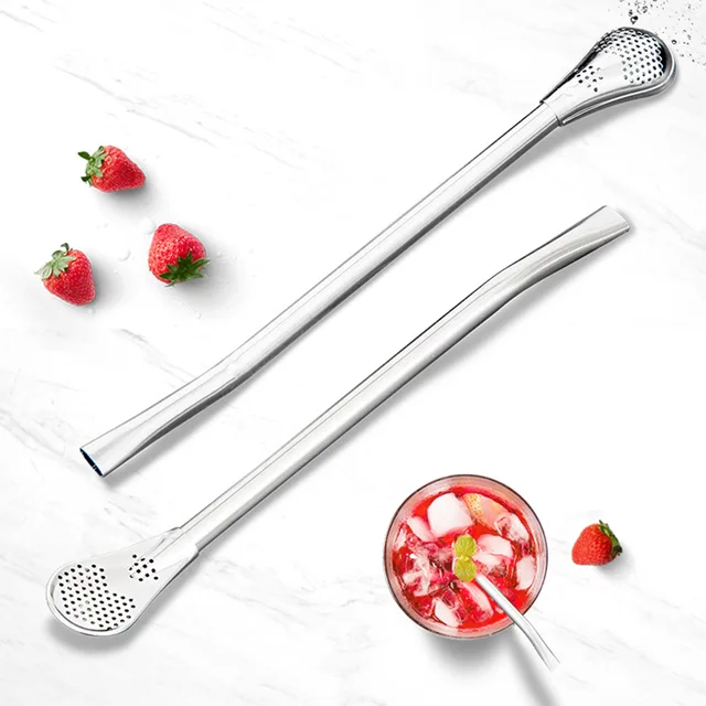Best Offers Straw Spoon Filter Stainless Steel Multifunction Tea Strainer Bombilla For Drinking Coffee 2018ing