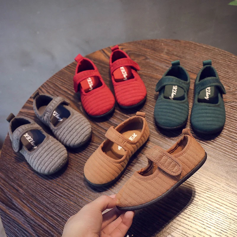 Children's cotton shoes flat shoes boys and girls shoes soft baby sports shoes red gray breathable ballet folding sandals