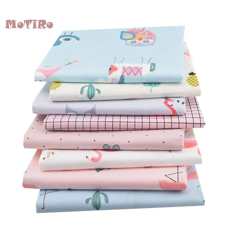 

MoTiRo,8pcs/lot,Printed Twill Cotton Fabric Patchwork,Bear Flamingo style Cloth Material of Baby&Child&Kids,DIY/Quilting/Sewing