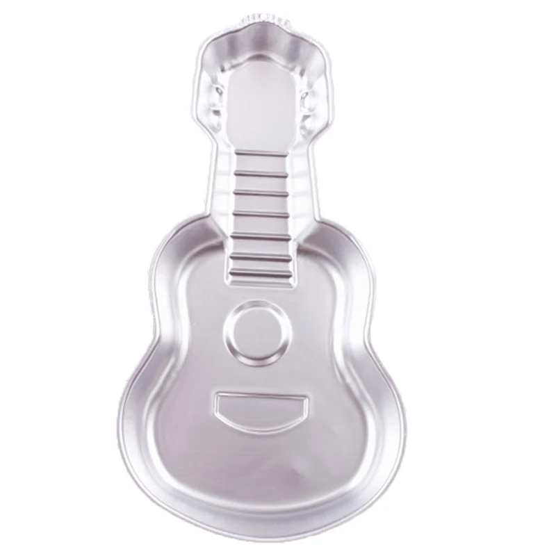 Goedkoop Grappige 3D Gitaar Taart Pannen Schimmel FDA Aluminium Muziekinstrumenten Tin Mal Bakken Tools Bakvormen DIY Verjaardag Broodjes