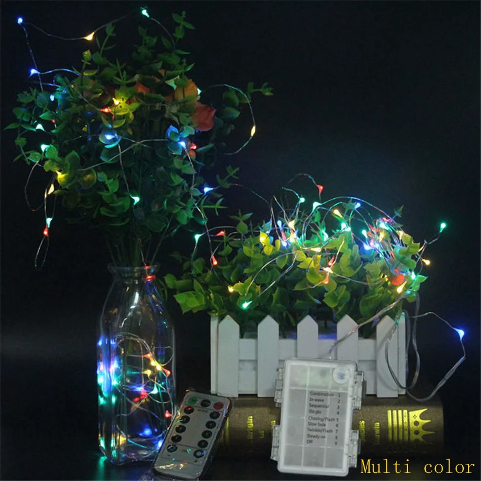 5 M/10 M LED String Light Christmas Decoration Waterproof Copper Wire Fairy Light AA Battery Powered 8 Mode with Remote Control