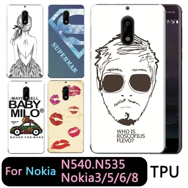 QMSWEI Soft TPU Phone Case For nokia3 nokia5 nokia6 nokia8 N540 N535 Clear Superman Deer Lip Silicone Print Cover Free Shipping |
