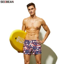 SEOEBAN мужские пляжные повседневные спортивные шорты Модные полосатые шорты с цветочным принтом быстросохнущие шорты для серфинга и пляжа