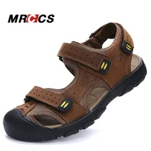 Gute Qualität Tägliche Spaziergänge männer Sandalen, Sommer Kühlen Hefterzufuhren, Weiche Komfortable Echtem Leder Strand Schuhe Große Größe 11 MRCCS
