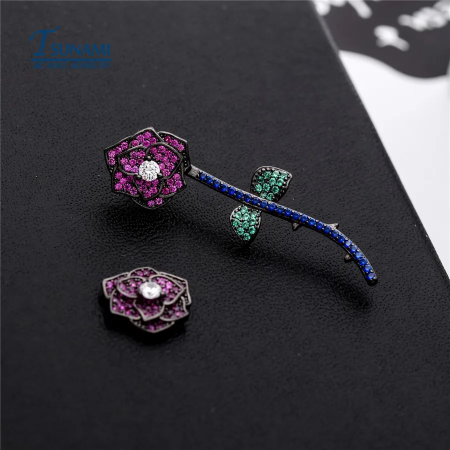 Женские серьги кисточки с фианитом AB Style новые модные растительным цветком