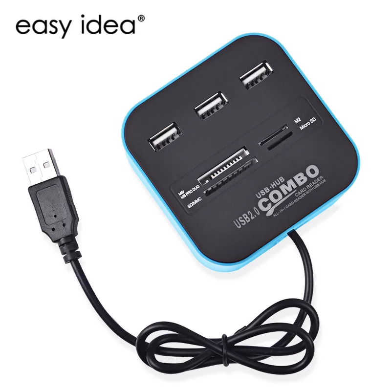 

Multi USB Hub 3 Ports + Card Reader 2.0 Hub Combo High Speed USB Splitter All In One USB Adapter For SD/TF/MMC/M2/MS/MS