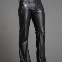 Модные оригинальные волосы стилист новая мужская одежда труба кожаные брюки на молнии кожаные брюки мужские кожаные брюки