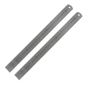 

Affordable 2 Pcs Metric 30cm Stainless Steel Straight Ruler Measuring Tool 12"