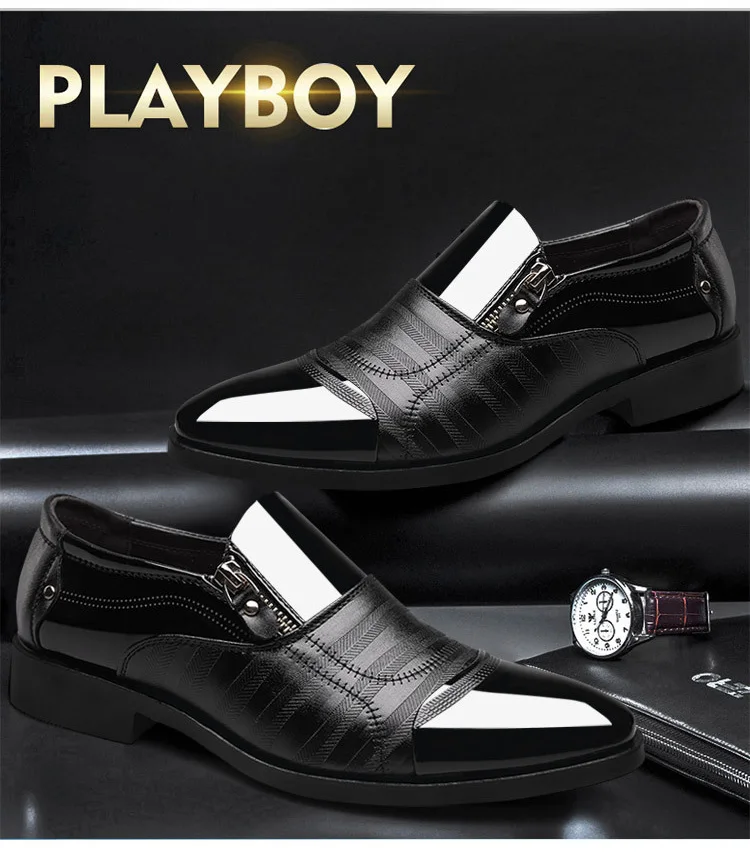 LAKESHI New Spring Fashion Oxford Business Men Shoes Genuine Leather High Quality Soft Casual Breathable Men's Flats Zip Shoes