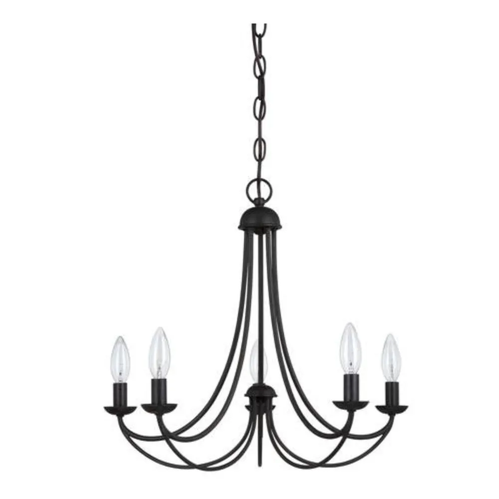 

American Village Chandelier Lighting For Dining Room Bedroom Room 6 Candle Black Lustre E14 220V Fixtures Northern Europe Retro