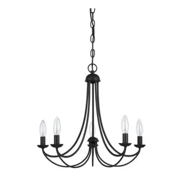 

American Village Chandelier Lighting For Dining Room Bedroom Room 6 Candle Black Lustre E14 220V Fixtures Northern Europe Retro