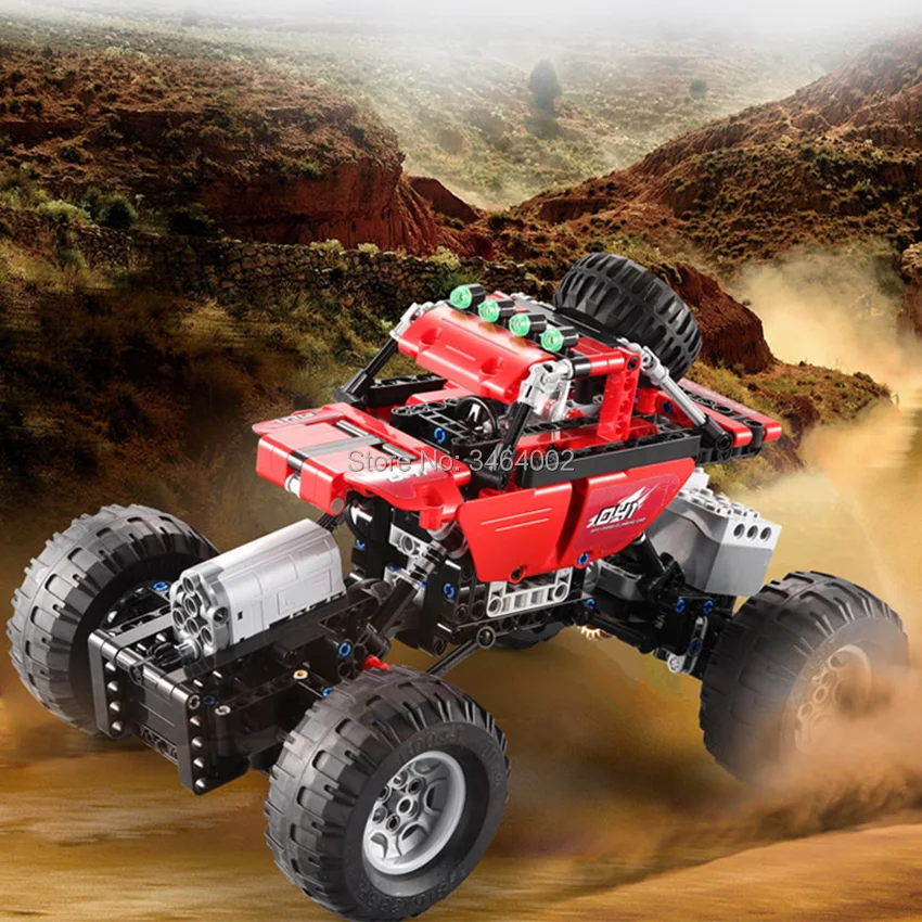 

489pcs Build Blocks RC 4WD 2.4G climbing Car Double Motors Bigfoot Car Off-Road Vehicle Compatible Major Brand Bricks Toys Gift