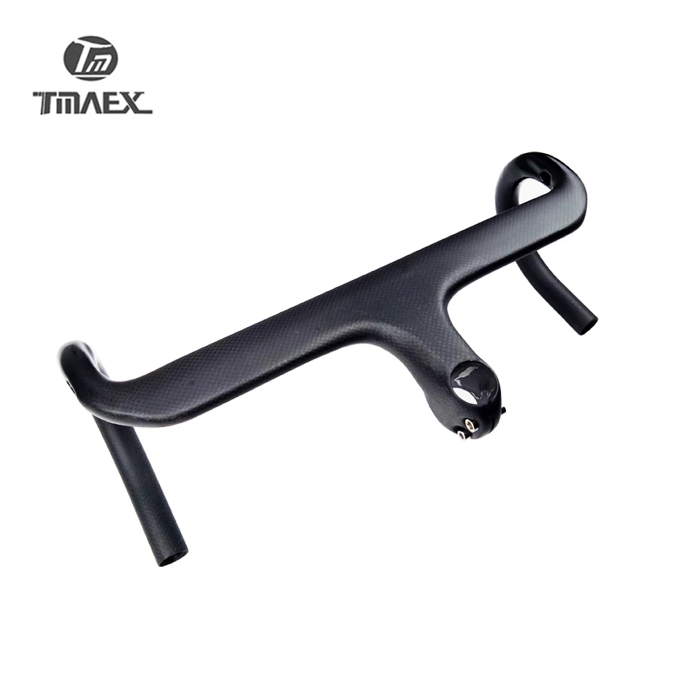 Tmaex Cycling Carbon Integrated Handlebar Road Bike Handle Bars 3k Matte Ultralight Carbon Fibre Road Bicycle Handlebar