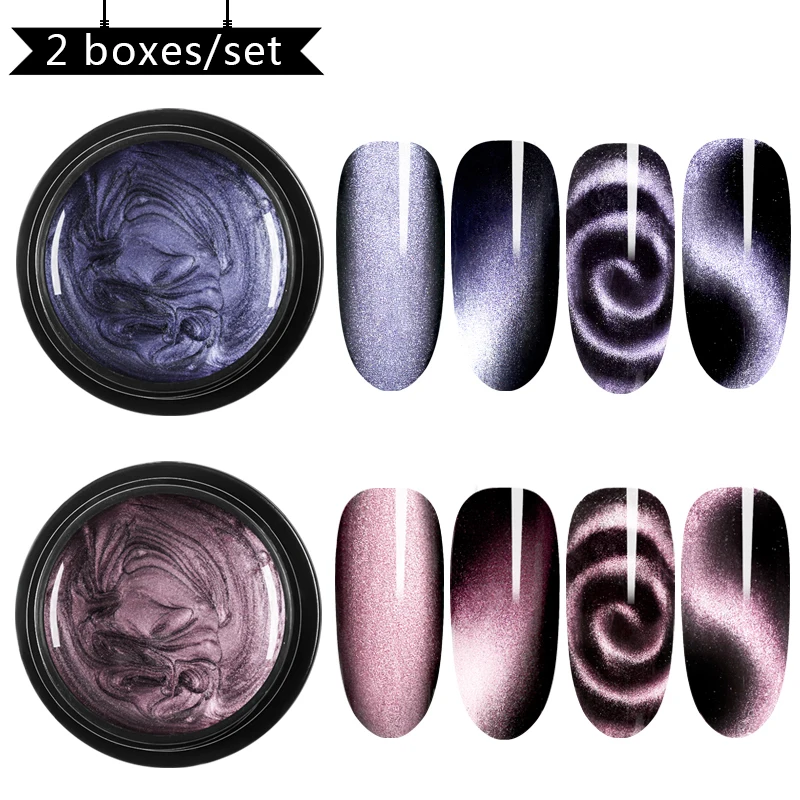 

Mtssii 5D Cat Eye Nail Gel Varnish Magnetic Gel Soak Off UV Gel Polish Lacquer Starry Sky Jade Effect Varnish Black Base Needed