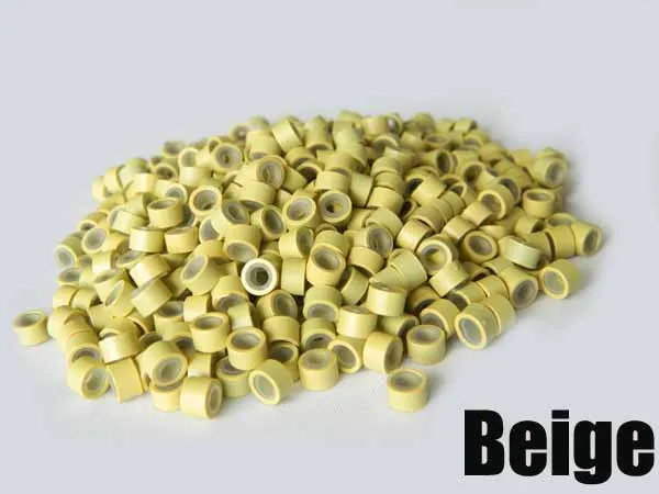 1000 pcs 5.0*3.0*3.0mm Silicone lined Micro Beads Hair Extension Tubes microrings tube beads aluminium hole 5colors