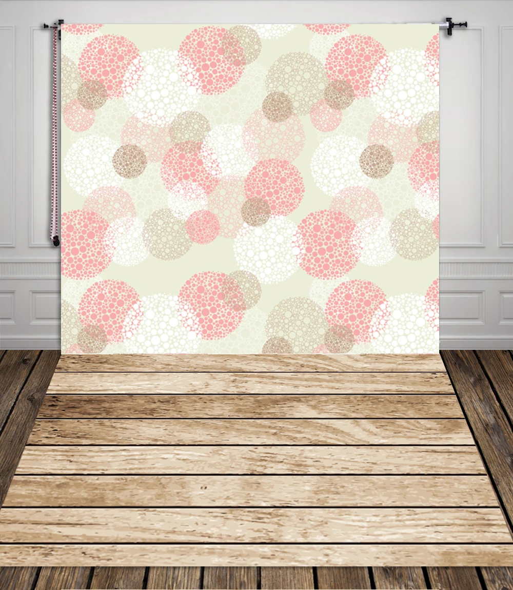 huayi wood floor photography backdrops pink circles photo background