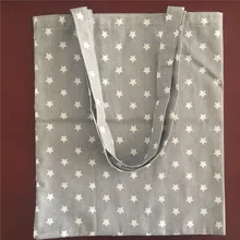 YILE хлопок лен эко хозяйственная сумка на плечо печать белая звезда серый низ