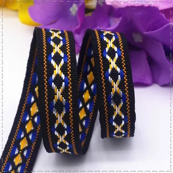 

(1 meter/lot) 10mm Printed Geometric Retro Silk Design Embroidery Webbing Handmade Accessories DIY Decoration Material Supplies