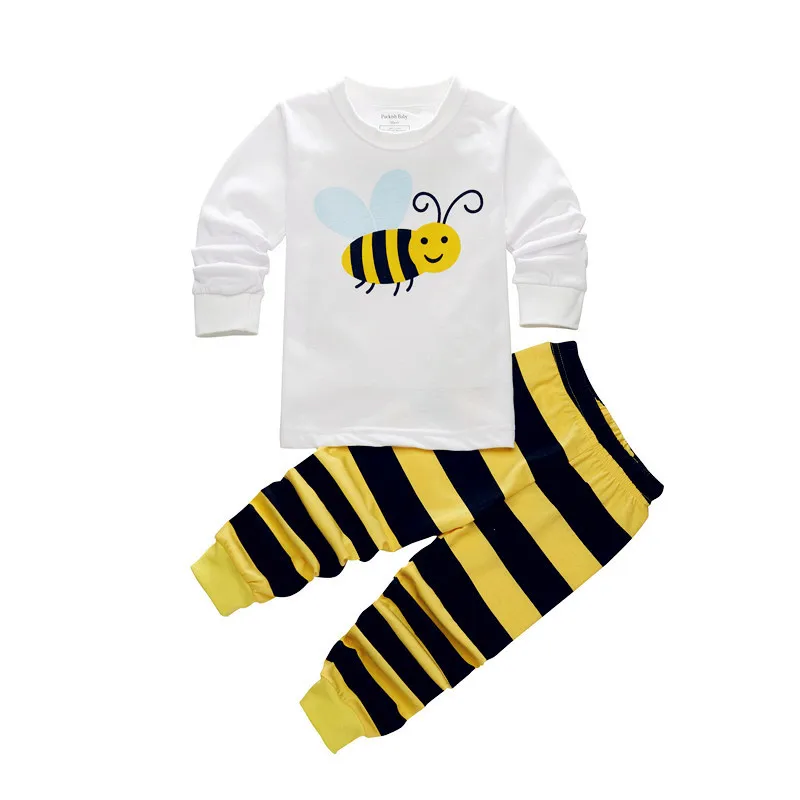 

2-7 Y Toddler pajamas set girl penguin bee ladybug sleep wear long sleeve baby sleepwear kids cotton Nightwear Children Pyjamas