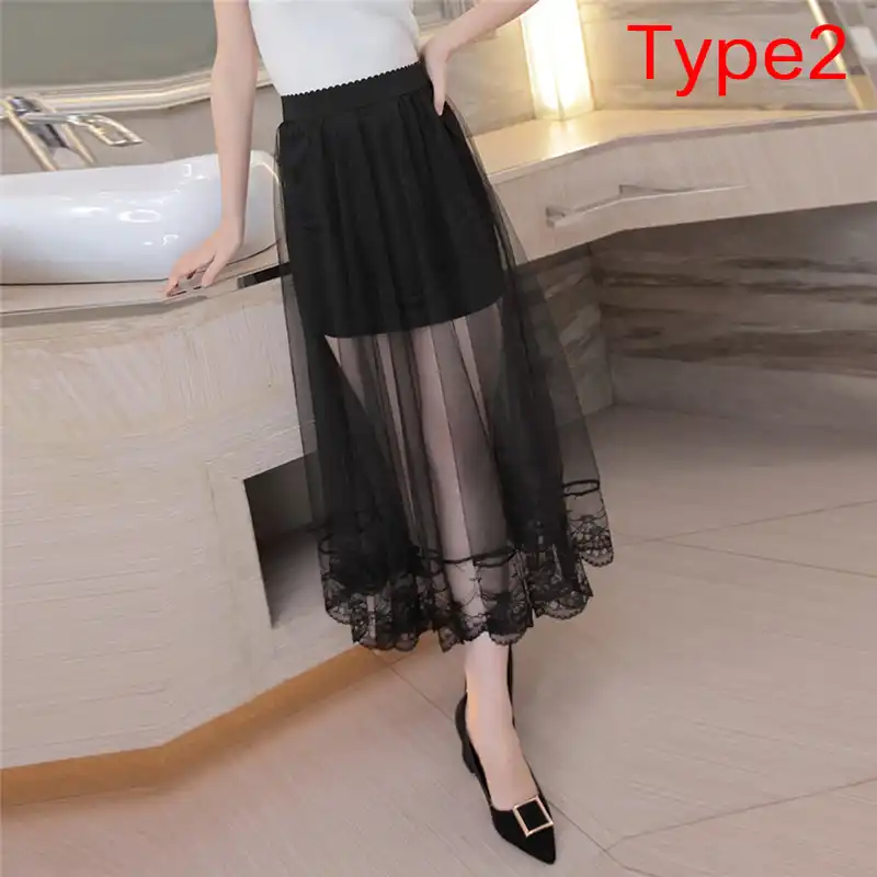 transparent maxi skirt