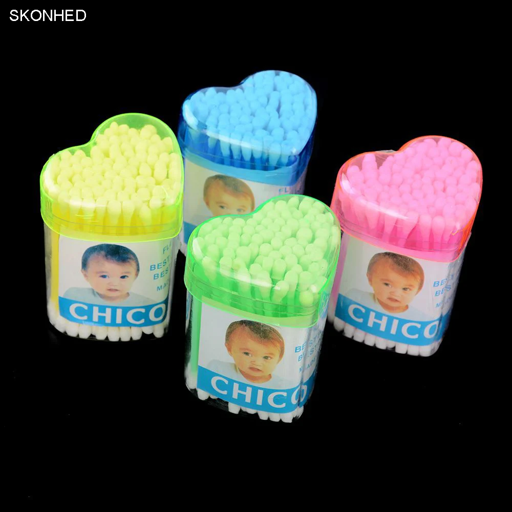 100pcs Double Tip Makeup Cosmetic Remover Cotton Swabs Buds Eyelash