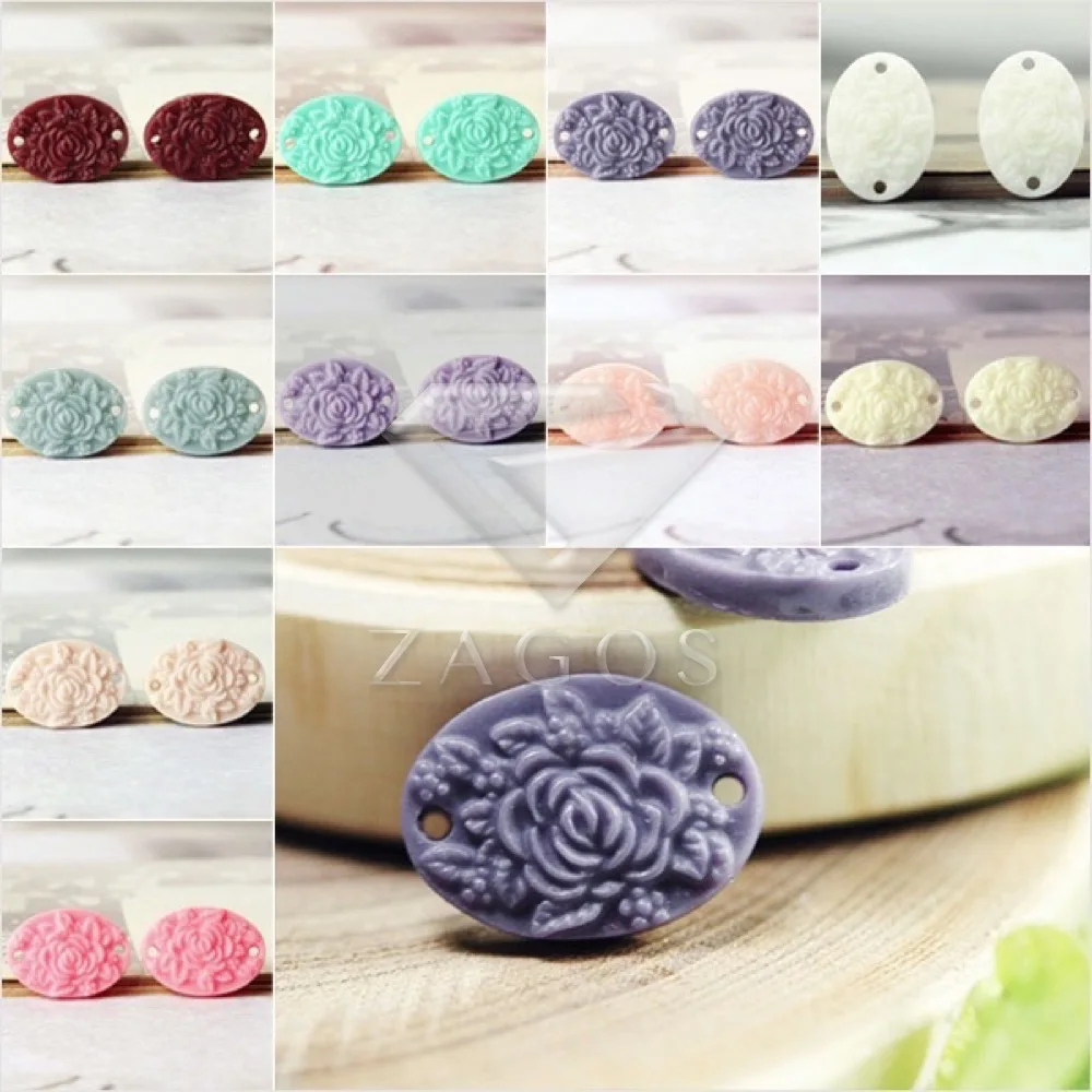 

8/10Pcs Resin Vintage Style Flower Beads Flat Back Cameo Cabochon 17x12x3mm For Jewelry Accessories Wholesale RB0562