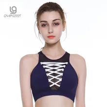 Ovesport Для женщин Фитнес Йога Спортивный Бюстгальтер Для Бег Центр дышащий вентиляции удобный эластичный Грудь с поперечным Ремешком спортивный бюстгальтер
