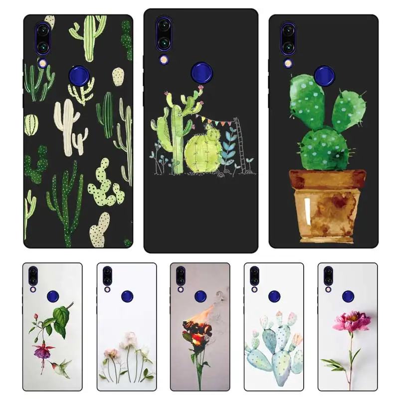 N277 Cactus Wallpaper Black Silicone Case Cover For Xiaomi Redmi Note 3 4 4X 5 5A 6 7 Pro Global |