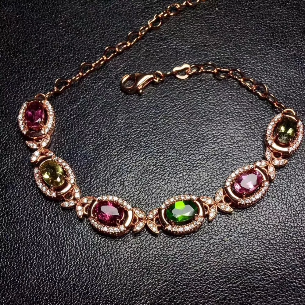Bracelet en tourmaline multicolore naturelle Bracelet en pierres précieuses naturelles bracelet en