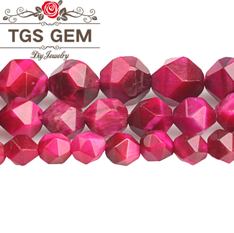 

Natural Tiger Eye Stone Big Faceted Magenta Rose Tiger Eye Stone Beads Loose Beads For Handmade Jewelry Making 6 8 10 MM