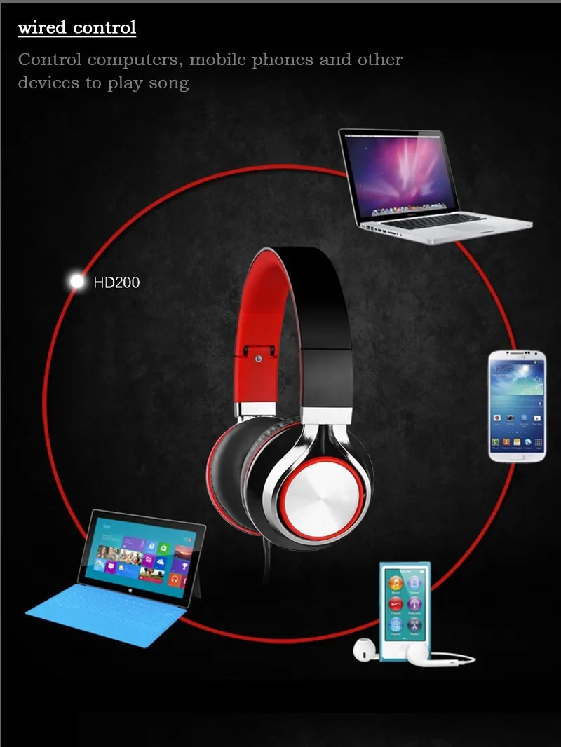 Звуковая модуляция HD200 Регулируемая гарнитура наушники съемные fone de