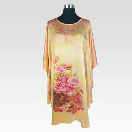 Шелковое длинное платье/ натуральный шелк пижама ночная рубашка длинное платье летний стиль женское домашнее платье - Цвет: 22