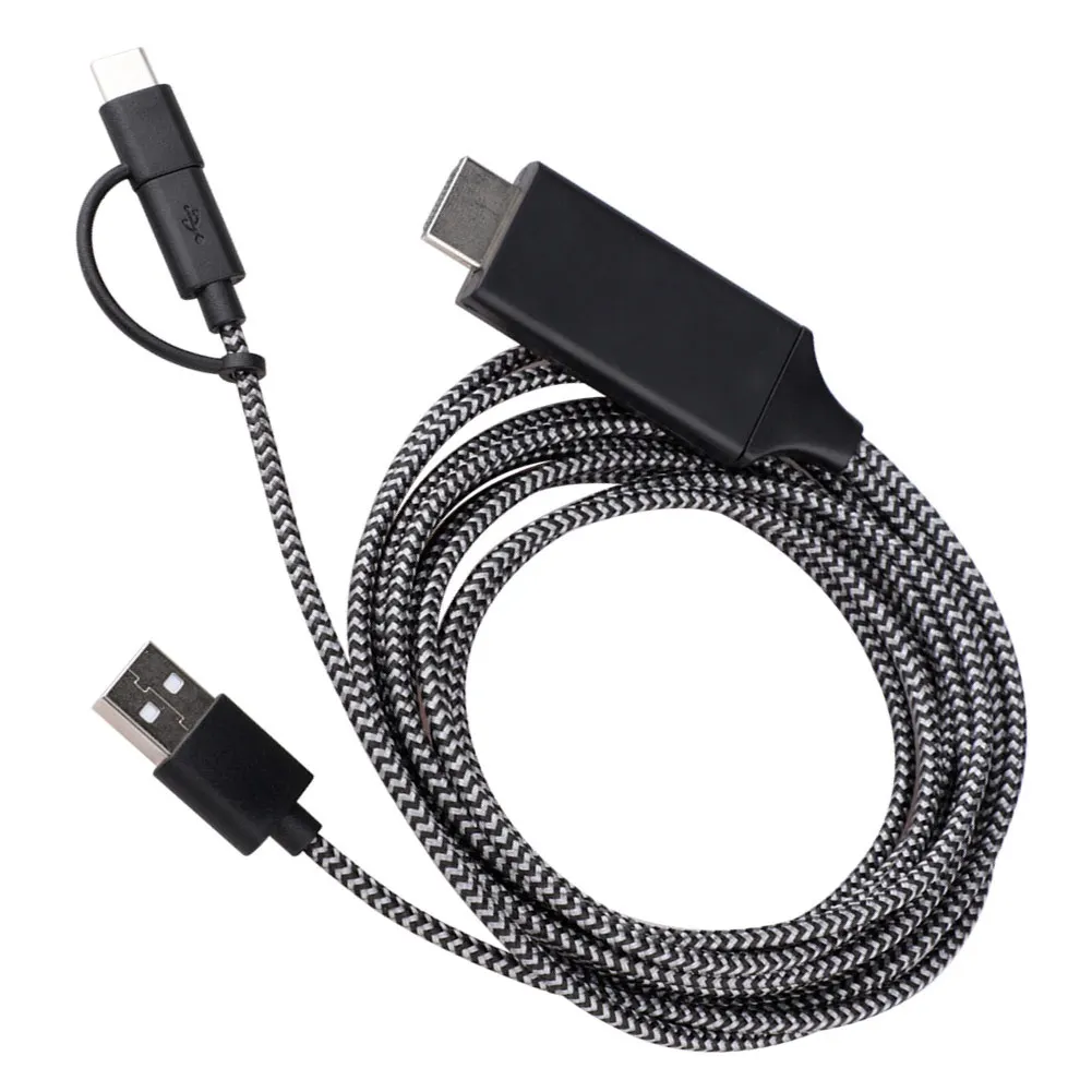 2 в 1 Micro usb type C кабель Plug Play зеркальный экран для Android HDTV адаптер