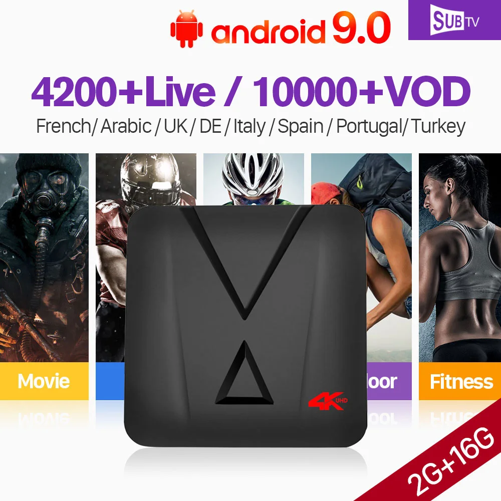 

France Arabic IPTV Subscription MX10 Mini SUBTV BOX RK3328 Android 9.0 1 year Code 2G 16G IPTV French Italy UK Portugal IP TV