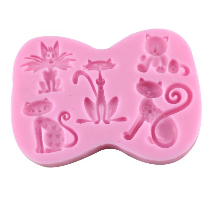 Luyou 1Pcs Cat Silicone Mold DIY Cat Chocolate Mould for Cake Baking